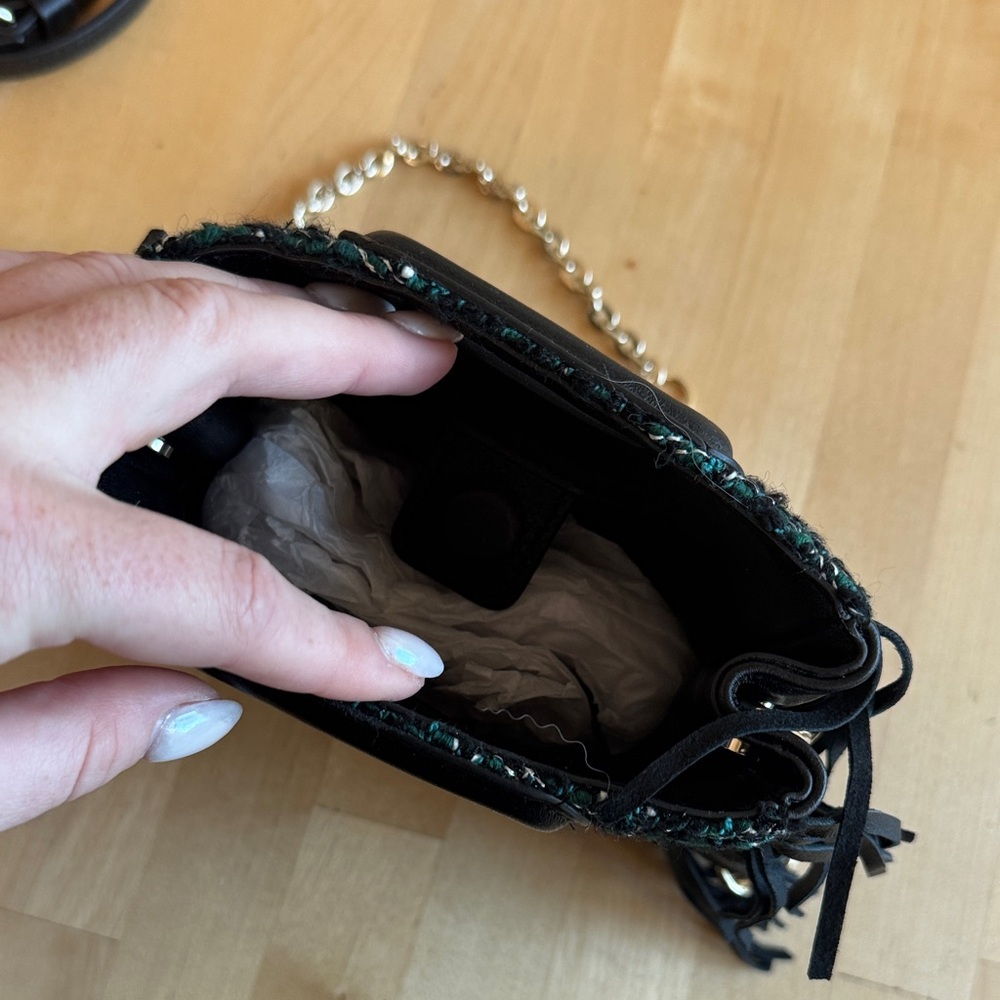 NWOT Maje Black and Green Tweed Crossbody Bag - Picture 7 of 7